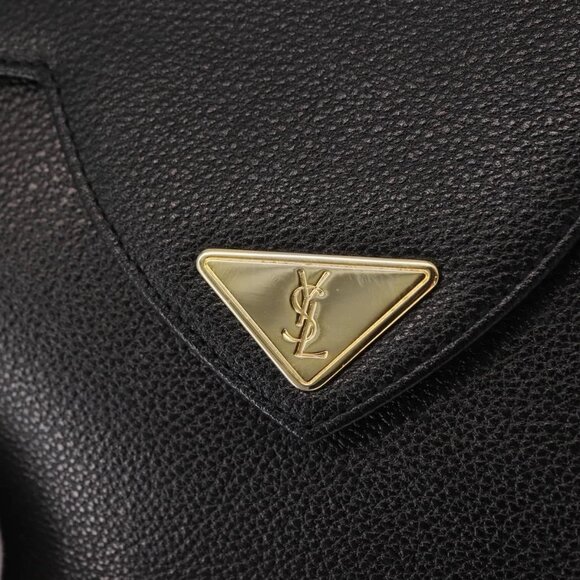 Authentic SAINT LAURENT Clutch Bag Leather Black Gold bst339-121825 - Picture 10 of 16